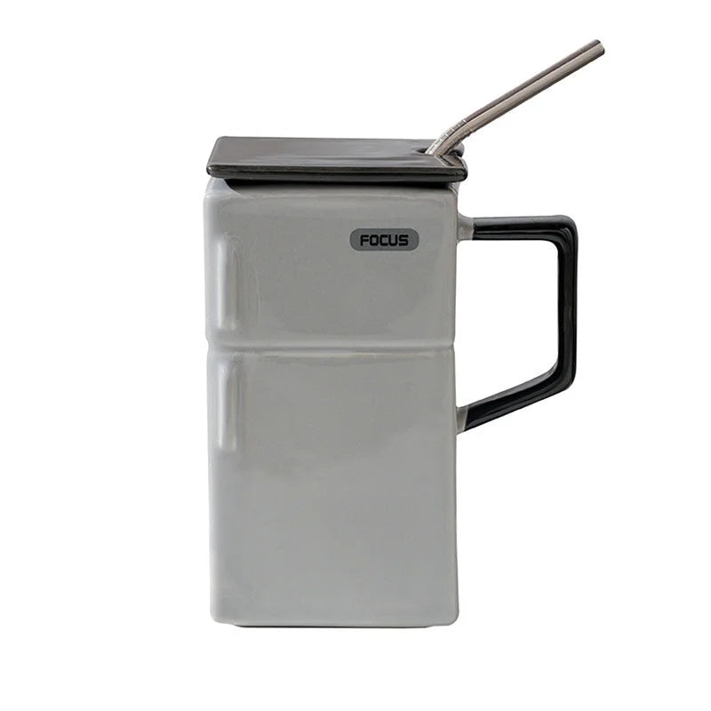 Grey Creative Retro Refrigerator Ceramic Mug