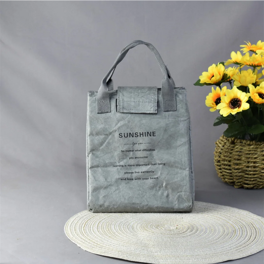 Grey Eco-Friendly Insulated Lunch Bag with Handle - Durable