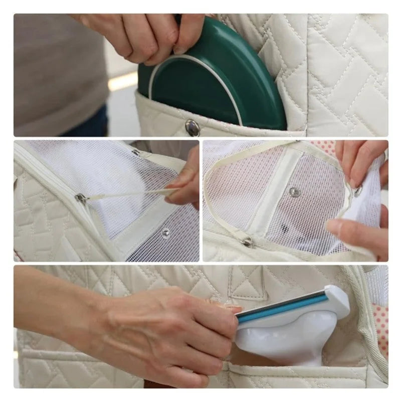 Grey Fashionable Pet Carrier Bag - Stylish Handbag for Cats