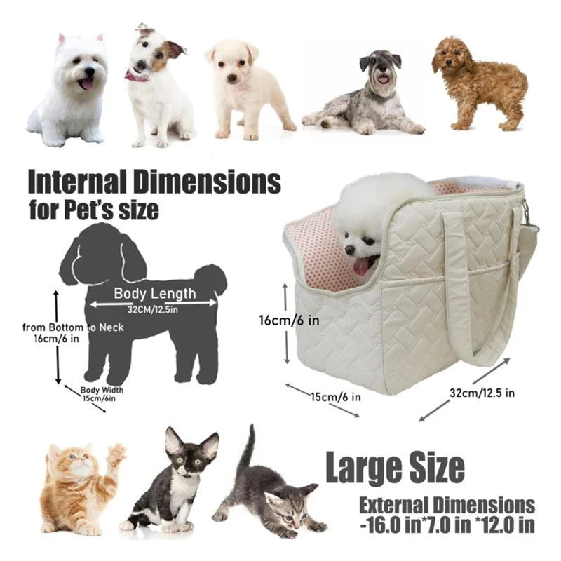 Grey Fashionable Pet Carrier Bag - Stylish Handbag for Cats