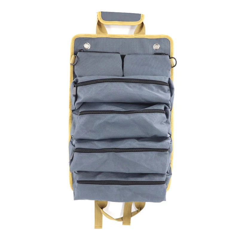 Grey Heavy Duty Roll-Up Tool Bag Organizer - Waterproof