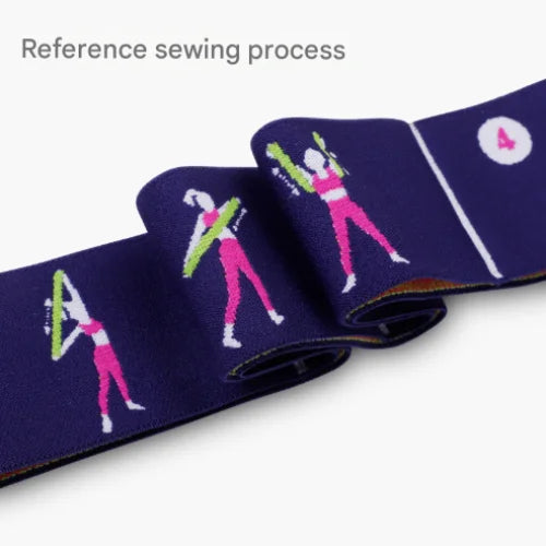 Grey Instructional Yoga Stretch Strap with Embroidered Pose