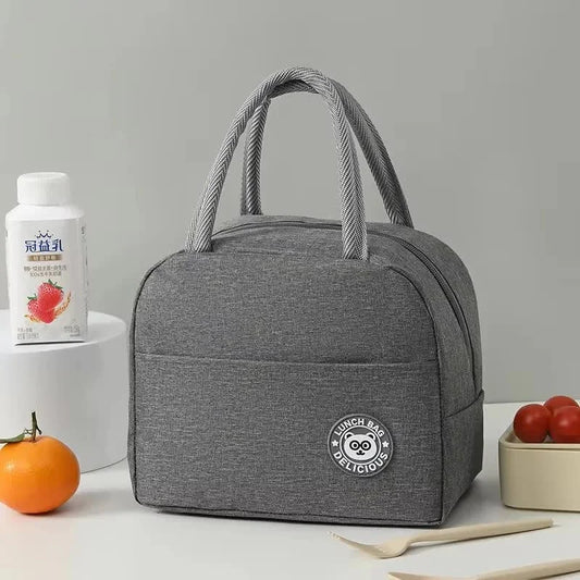 Grey Insulated Lunch Bag - Waterproof Oil-Proof Bento Bag