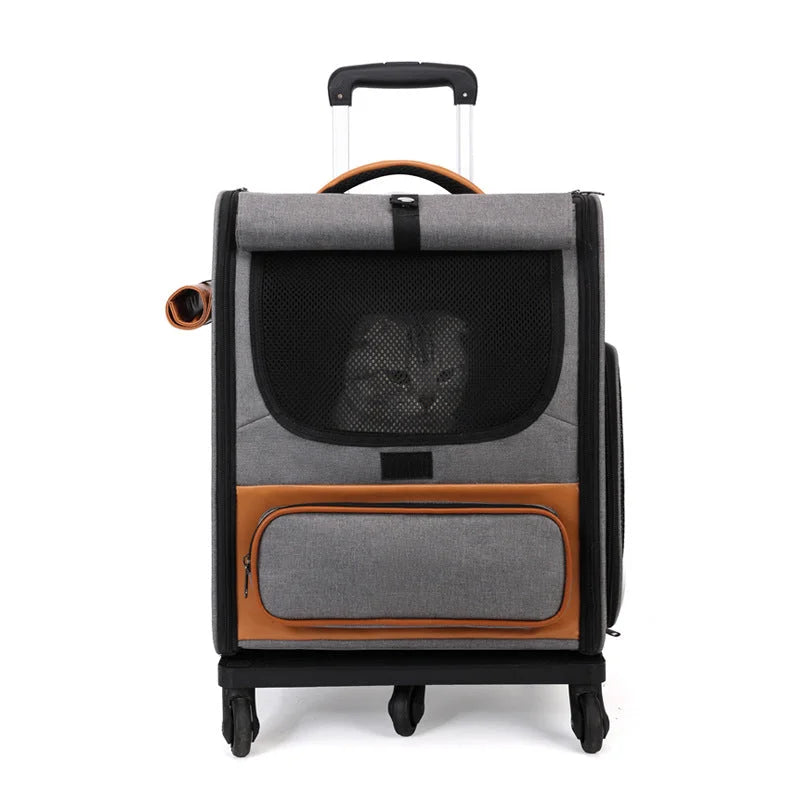 Grey Large Capacity Breathable Foldable Pet Trolley –