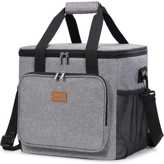 Grey Large Capacity Picnic Bag - Waterproof PEVA Insulated