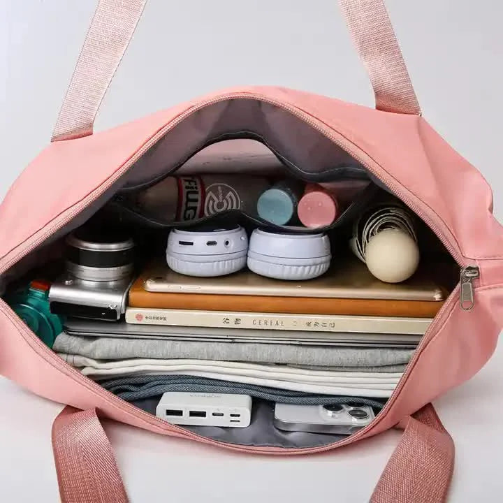 Grey Large Capacity Travel Bag with Expandable Design