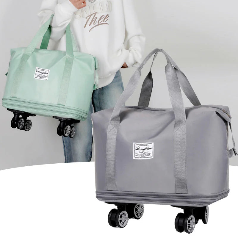Grey Large Capacity Travel Bag with Expandable Design