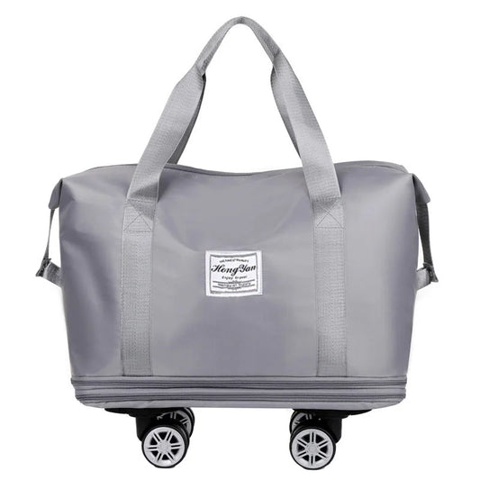 Grey Large Capacity Travel Bag with Expandable Design