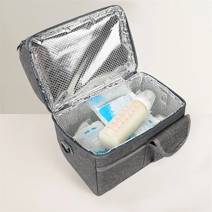 Grey Large Insulated Breast Milk Storage Bag Dual Layer