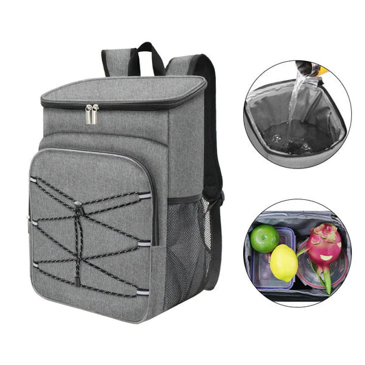 Grey Large Insulated Cooler Backpack - Leakproof
