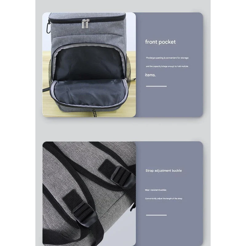 Grey Leakproof Insulated Backpack Cooler - Durable Oxford