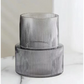 Grey Modern Two-Tier Ribbed Glass Vase - Elegant