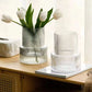 Grey Modern Two-Tier Ribbed Glass Vase - Elegant