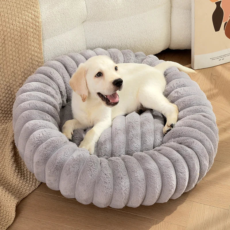 Grey Outer diameter 40cm Plush High-Weight Pet Bed - Cozy