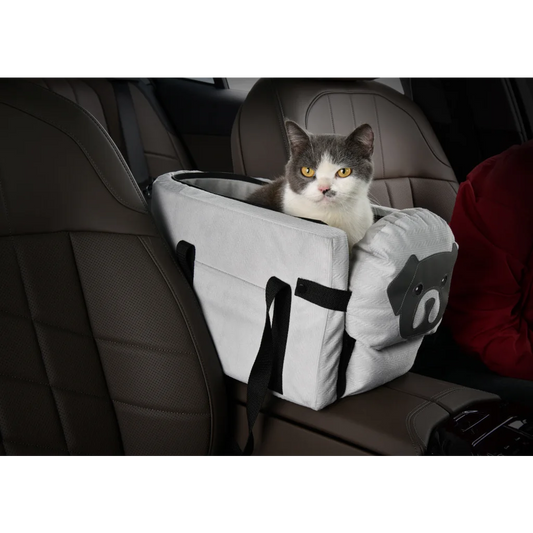 Grey Pet Car Booster Seat for Small Dogs & Cats - Safe