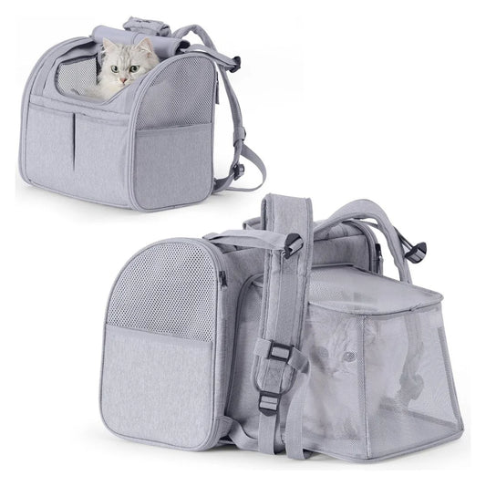 Grey Pet Carrier Backpack - Comfortable and Stylish