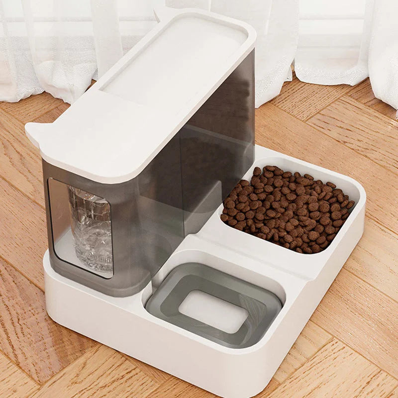 Grey Pet Feeder 3L Automatic Cat Feeder and Water Dispenser