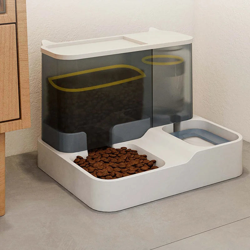 Grey Pet Feeder 3L Automatic Cat Feeder and Water Dispenser