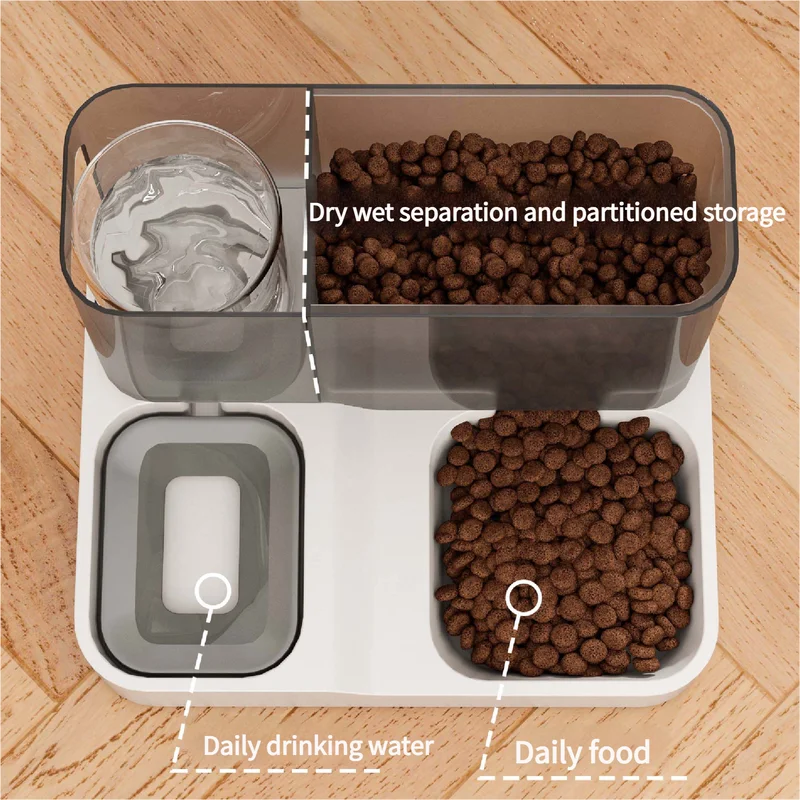 Grey Pet Feeder 3L Automatic Cat Feeder and Water Dispenser