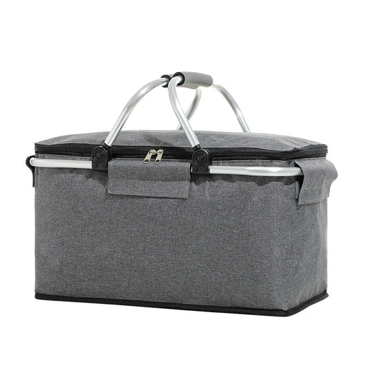 Grey Portable Aluminum Foil Insulated Picnic Basket