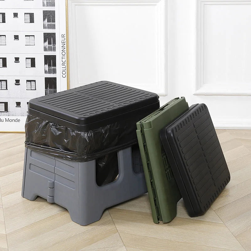 Grey Portable Folding Outdoor Toilet with Lid - Heavy Duty