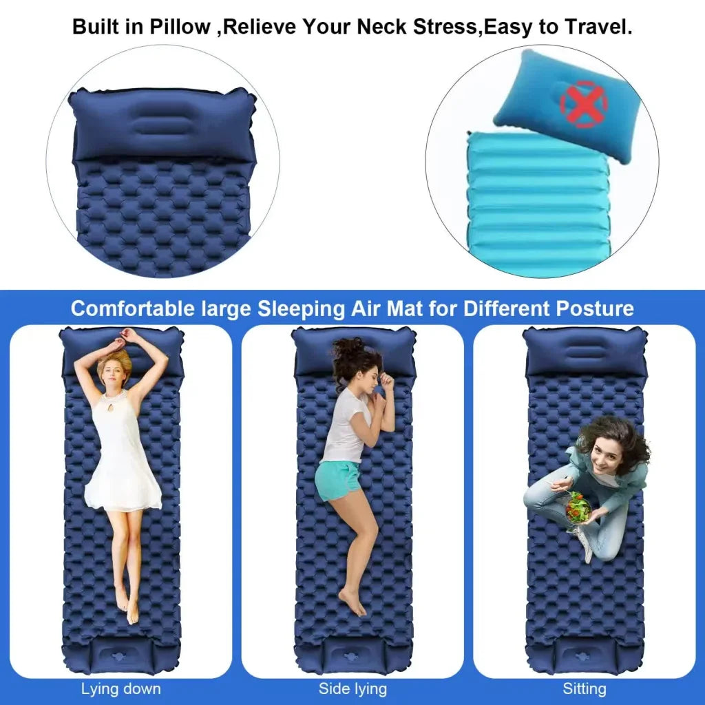 Grey Portable Outdoor Inflatable Mat - Foot-Operated