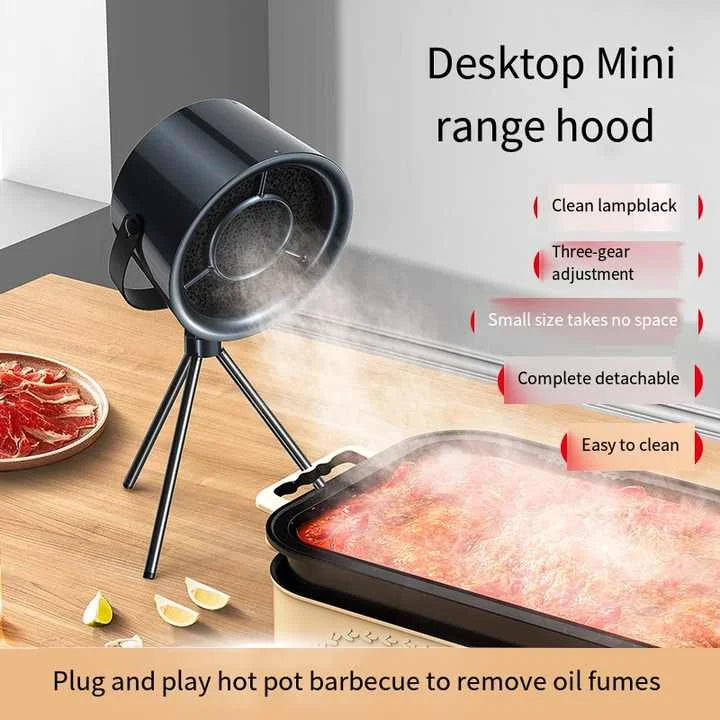 Grey Portable Retro-Style Desktop Air Purifier with Tripod