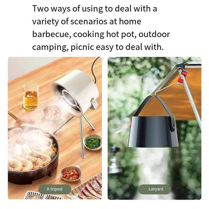 Grey Portable Retro-Style Desktop Air Purifier with Tripod