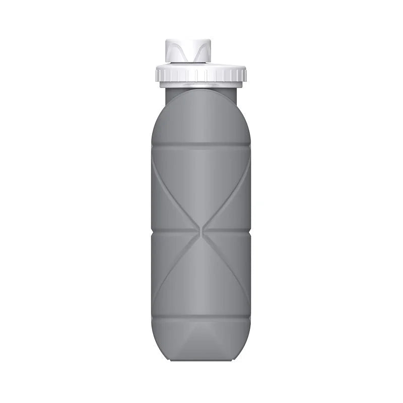 Grey Portable Silicone Collapsible Water Bottle Foldable Sports