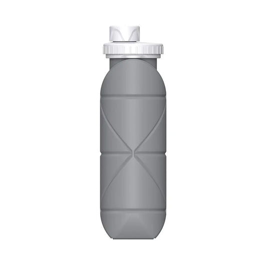 Grey Portable Silicone Collapsible Water Bottle Foldable Sports