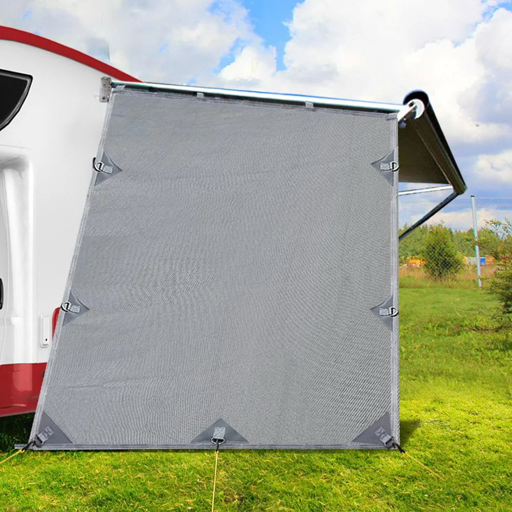 Grey Privacy Screen Roll Out Awning Sun Shade - 1.95 x 2.2M
