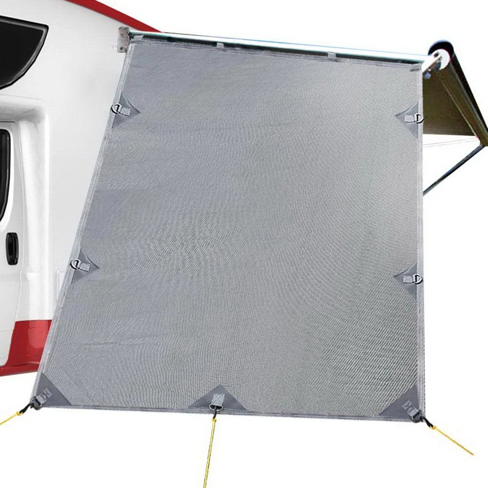 Grey Privacy Screen Roll Out Awning Sun Shade - 1.95 x 2.2M
