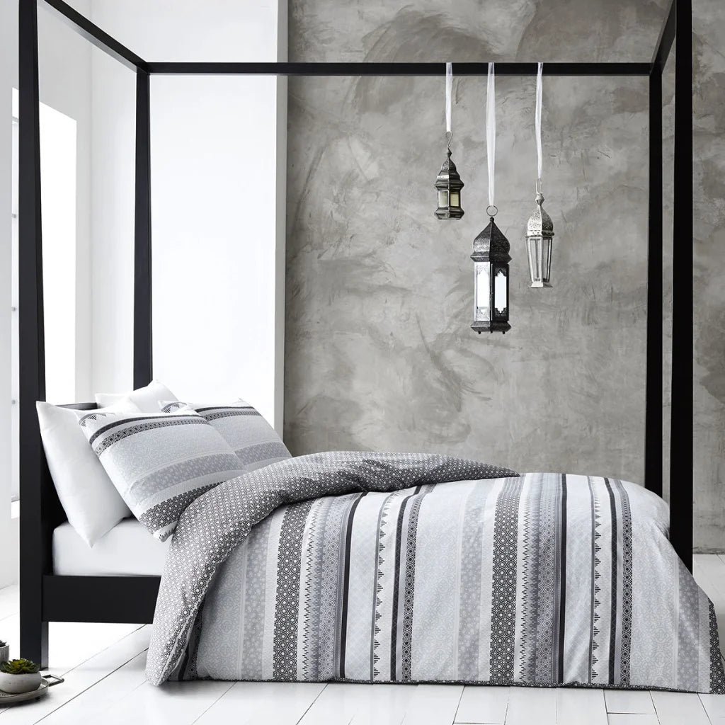 Grey Quilt Cover Set Super King - Gabrielle - Home & Garden