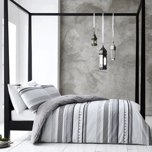 Grey Quilt Cover Set Super King - Gabrielle - Home & Garden
