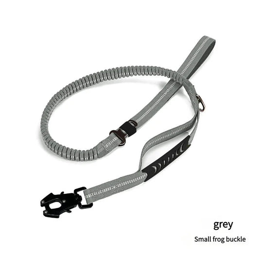 Grey Shock Absorbing Dog Leash with Reflective Stitching