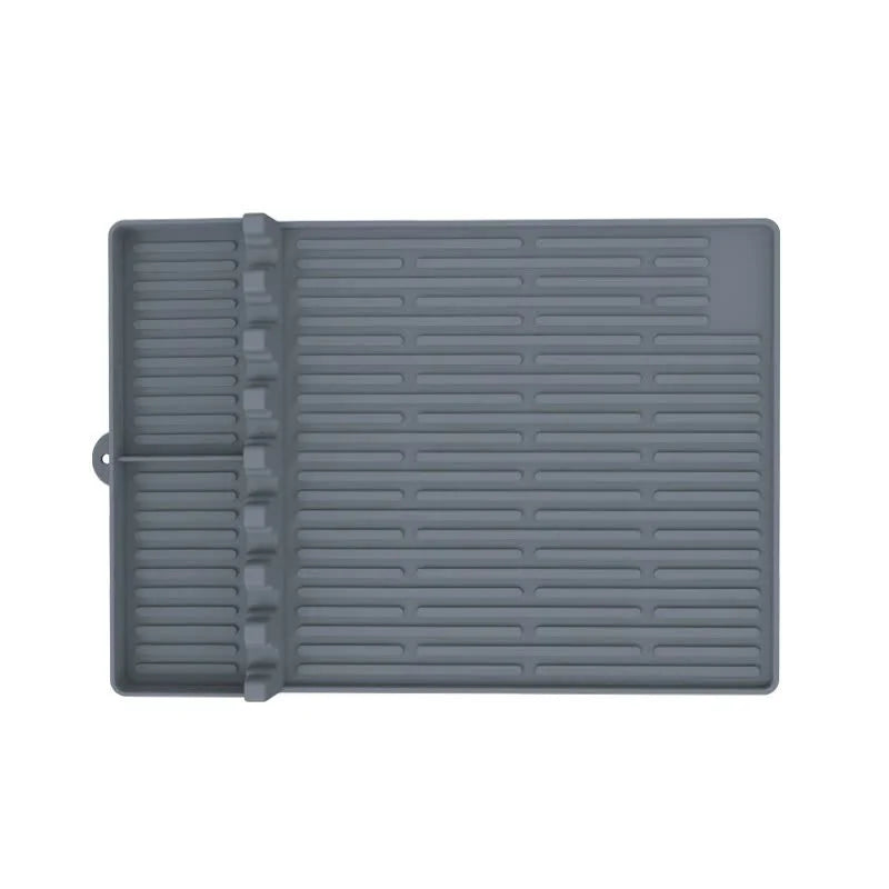 Grey Silicone BBQ Grilling Mat - Heat Resistant Side Rack