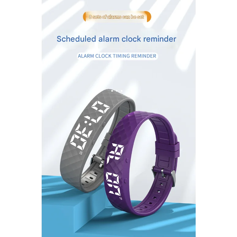 Grey Smart Vibrating Alarm Watch - Digital Fitness Tracker