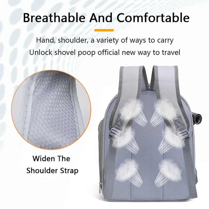 Grey Spacious Pet Carrier Backpack with Clear Window