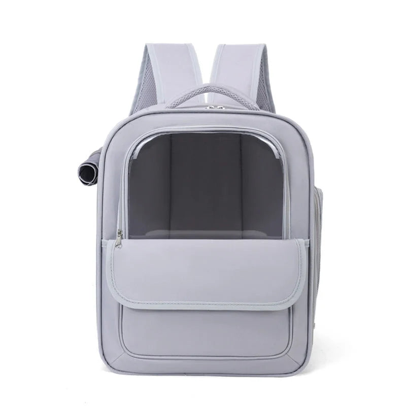 Grey Spacious Pet Carrier Backpack with Clear Window comfortable