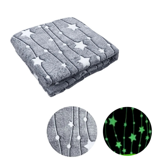 Grey Stars Throw Rug Glow in the Dark 125x152 cm - Home &