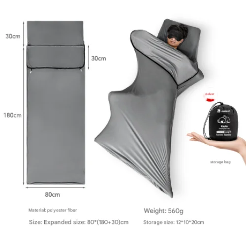 Grey Ultra-Stretch Sleeping Bag Liner - Portable &