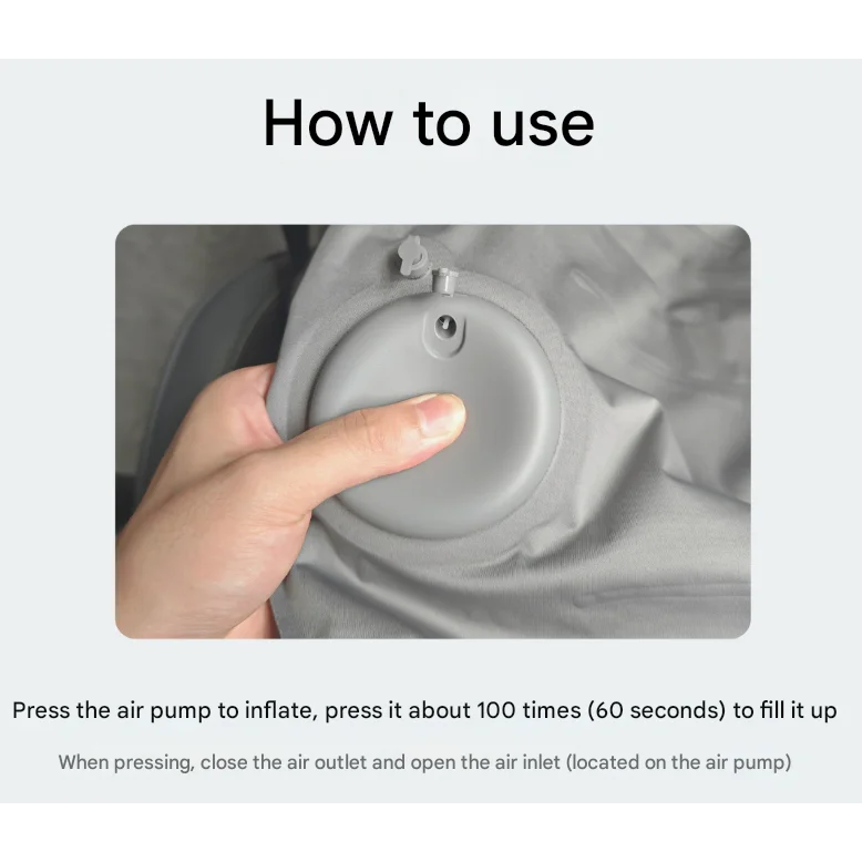 Grey Ultralight Inflatable Lumbar Support Pillow - Portable