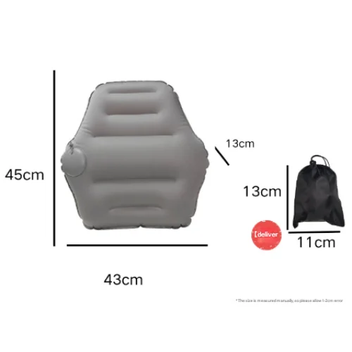 Grey Ultralight Inflatable Lumbar Support Pillow - Portable