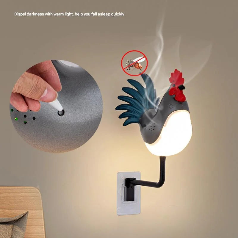 Grey USB Rechargeable Rooster Wall Lamp with Sound