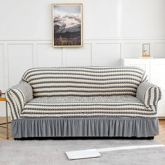 Grey-white Three-person Sofa Bubble Gauze Sofa Cover