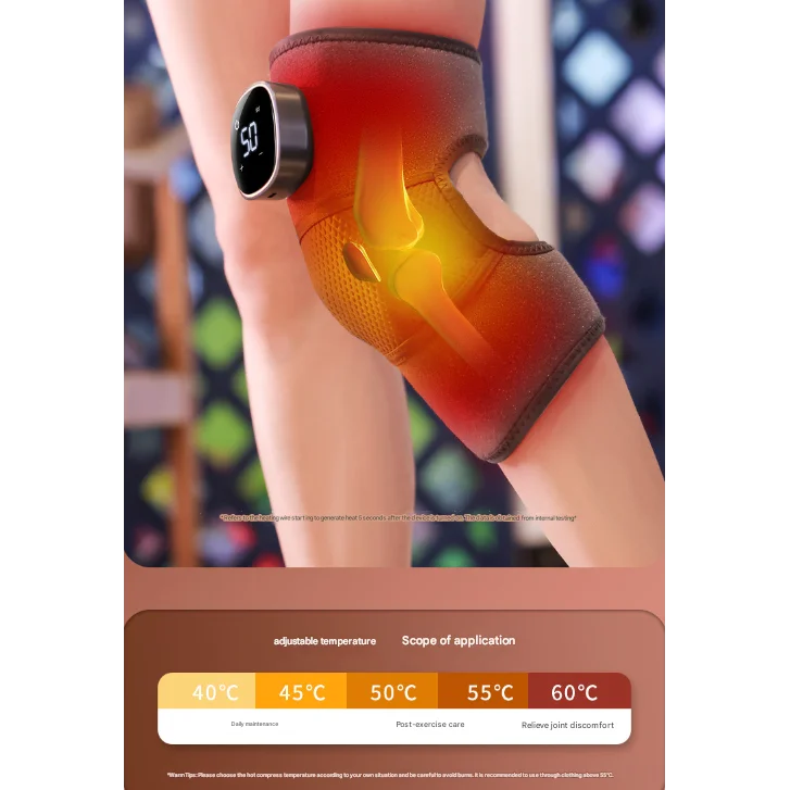 Grey Wireless Heated Knee Massager Brace - Rechargeable