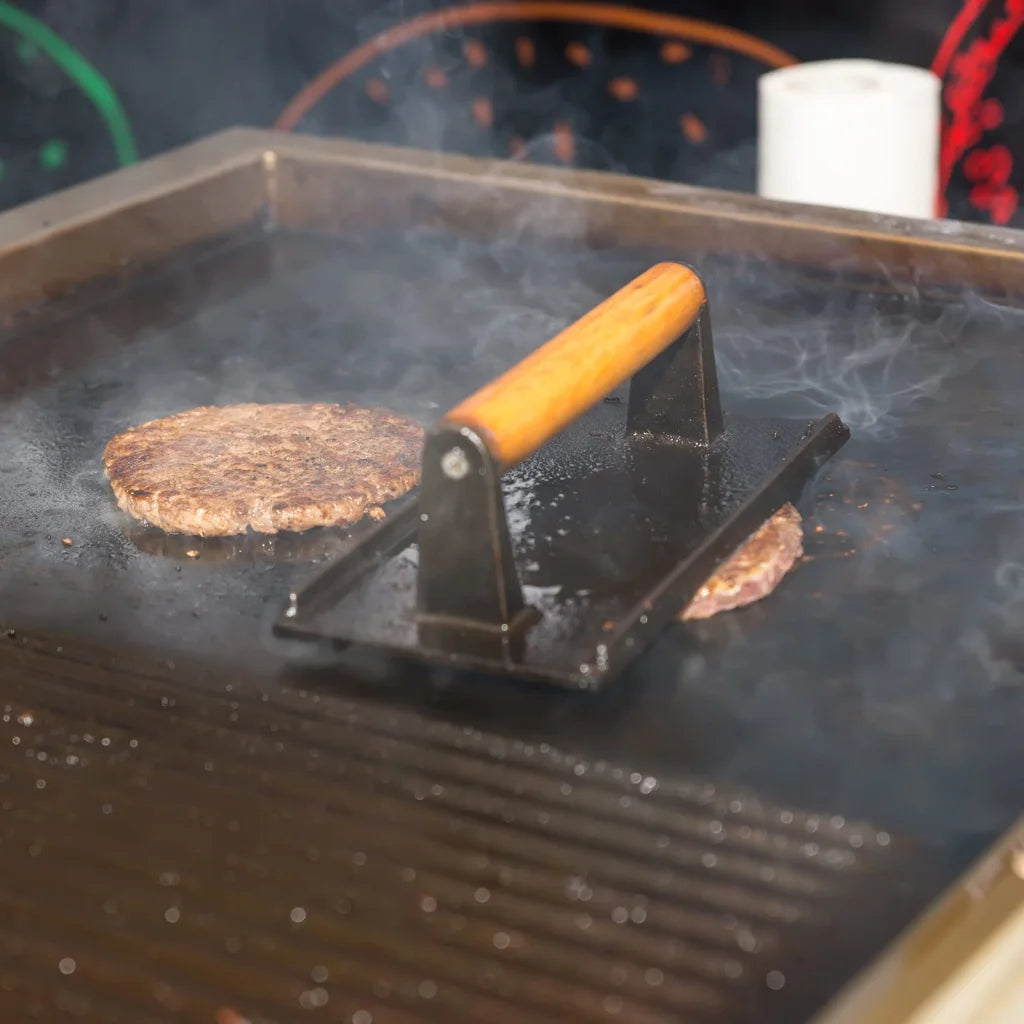 Grill Press Heavy Duty Rectangular Cast Iron for Burger