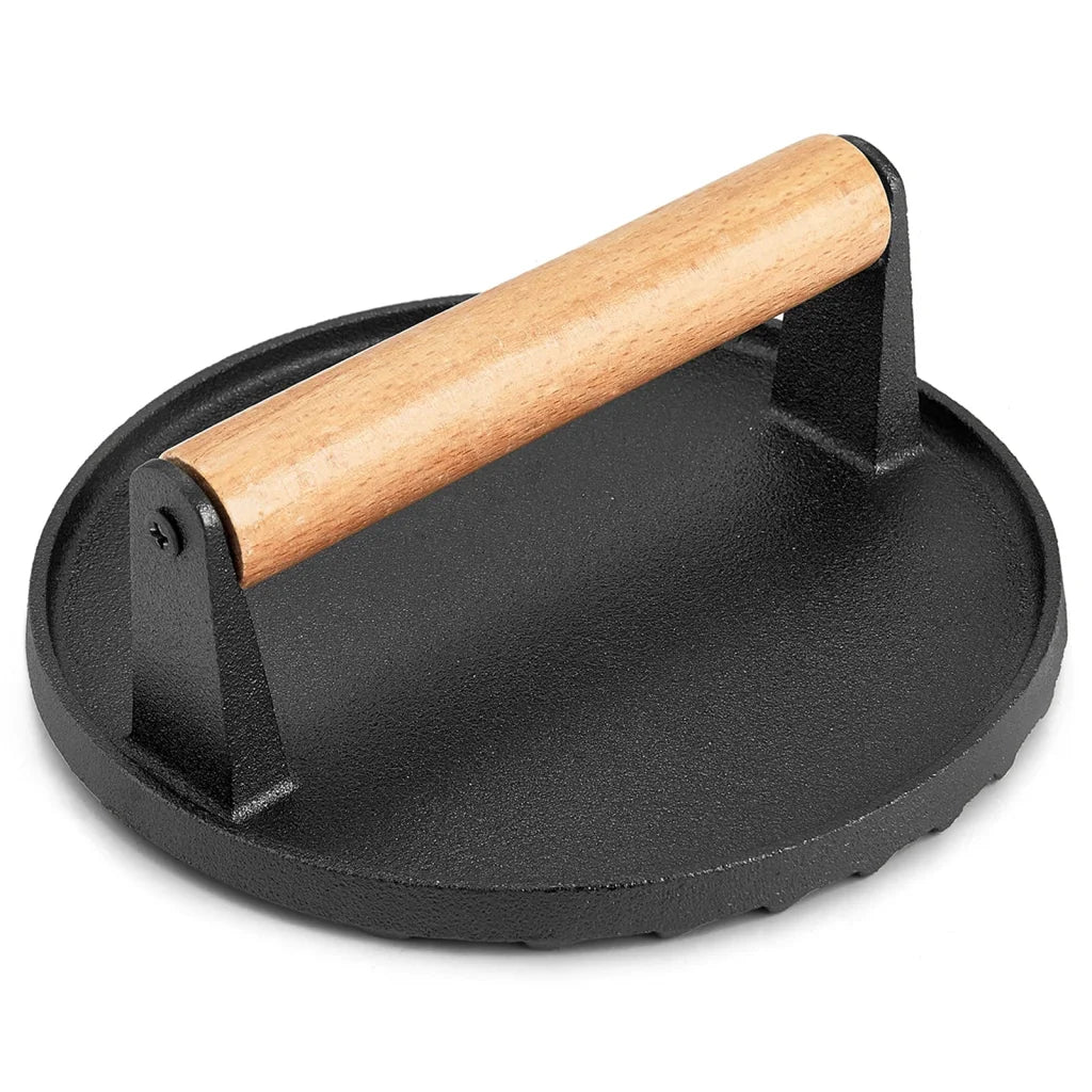 Grill Press Heavy Duty Round Cast Iron for Burger Steak