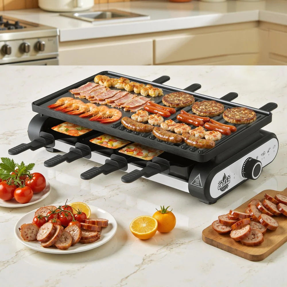 Grillz 1400W Electric BBQ Grill w/ 7 Cooking Pans - Home &