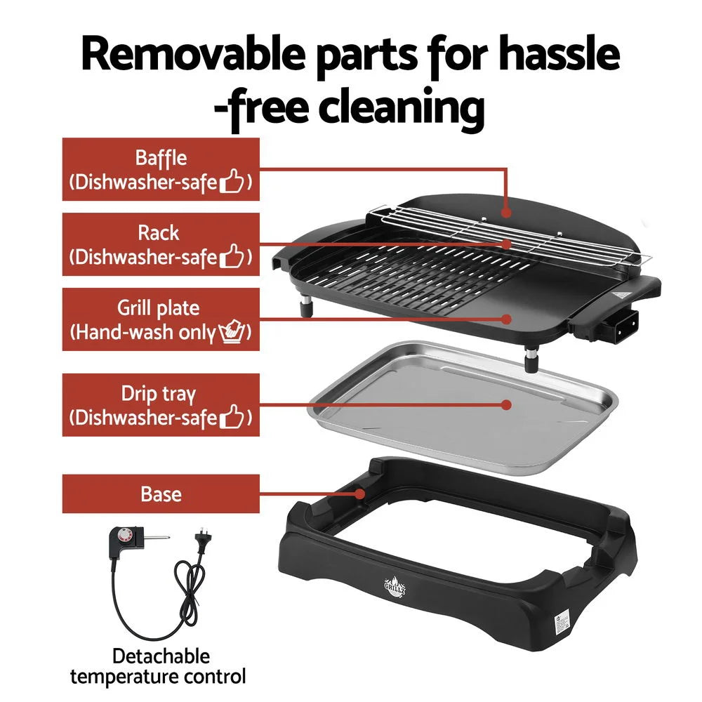 Grillz 1950W Electric BBQ Grill Non-stick Plate for Indoor